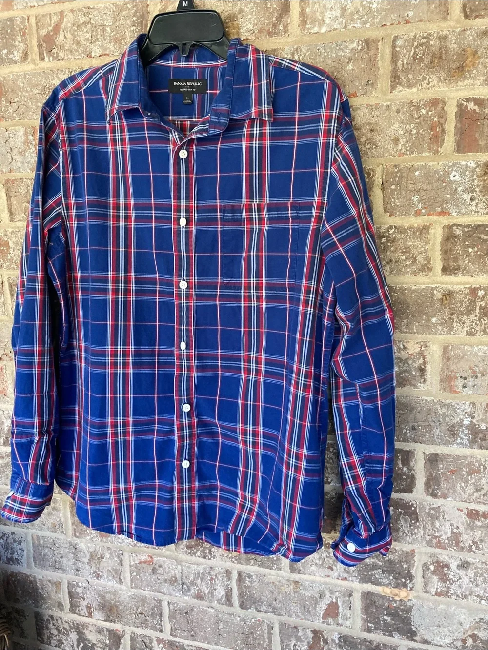 Banana Republic  Slim Fit Button Down Shirt - Size Large blue red white